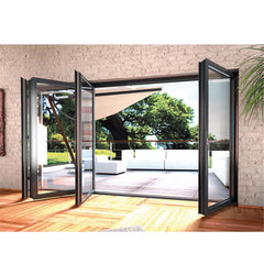 WDMA Factory Sale Shop Folding Doors Shatterproof Glass Semi-automatic Sliding Door