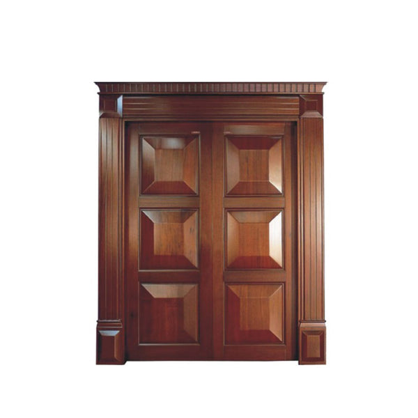 WDMA French Wooden Door Wood Panel Main Exterior Double Door