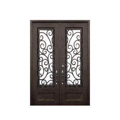 China WDMA Luxurious Antique Garden Entrance Wrought Iron Door With Glass Models For Home Use