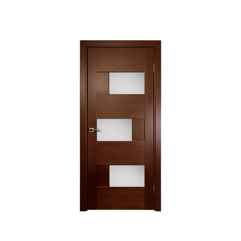 WDMA Modern Exterior Wooden Skin Door Glass