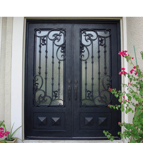 China WDMA iron door with net wrought iron french doors 
