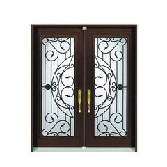 China WDMA New Simple Safety Iron Pipe Grill Glass Front Window Door Design