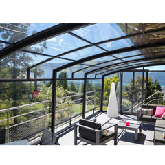 WDMA Prefabricated Swimming Pool Enclosure Tempered Glass Sunrooms Aluminum Frame Polycarbonate Retractable Sunroom Roof