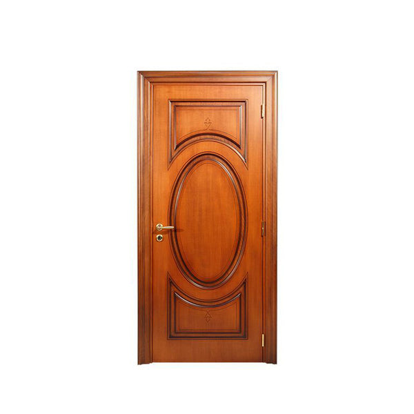 WDMA Solid Main Exterior Door Wood With Glass Carving Design