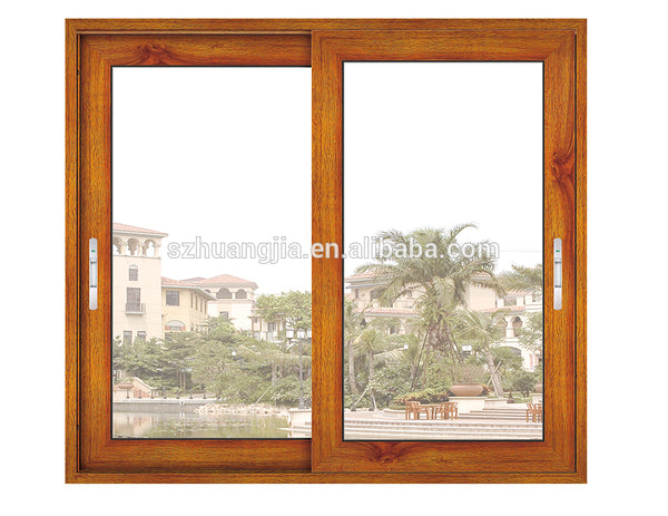 wood texture aluminum frame horizontal glass sliding window on China WDMA