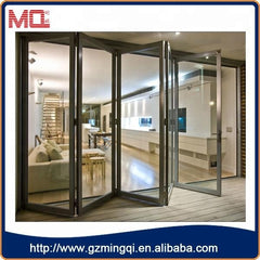 wooden color cheap interior folding doors for balcony with grill design MQ-227 on China WDMA